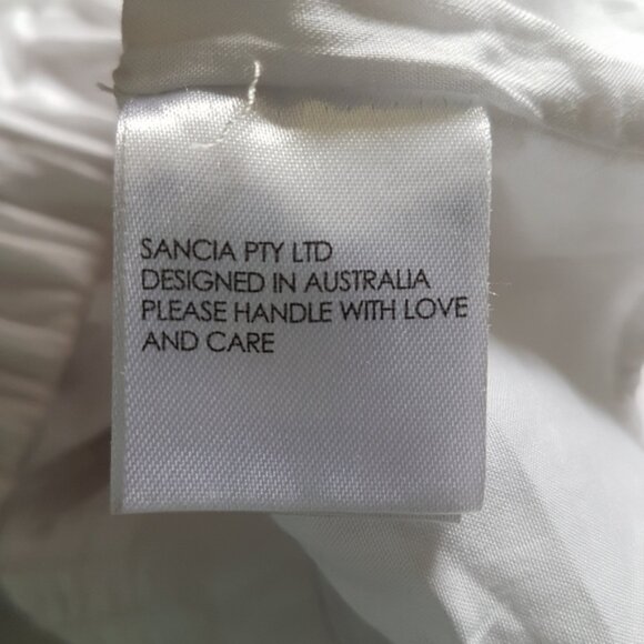 SANCIA 100% Europian Flax Linen V Neck Cropped White Top Sz S - Picture 9 of 9